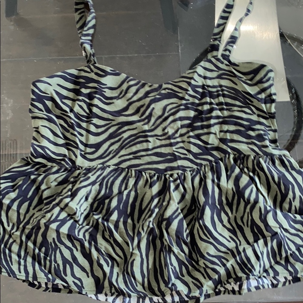 zebra frilly tank top !